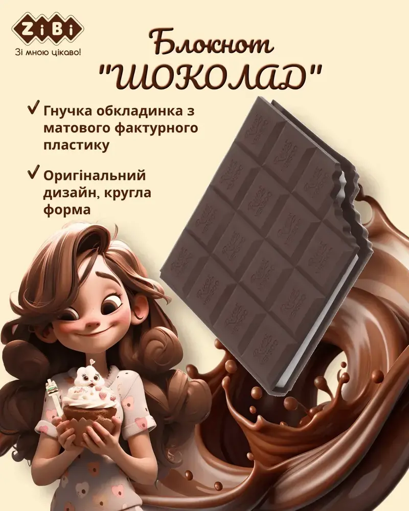 Блокнот ZiBi Chocolate 100х87 мм 80 аркушів нелінований ароматизована обкладинка ZB.12470-19. Фото 2