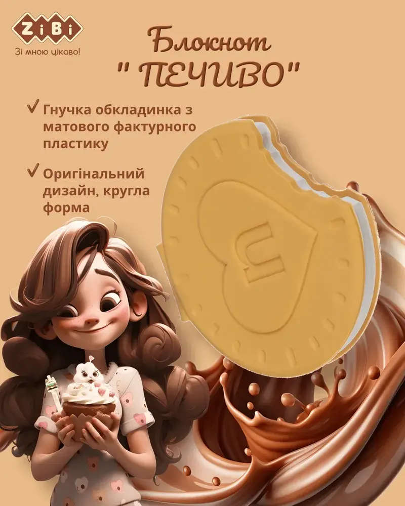 Блокнот ZiBi Cookie 90х90 мм 80 аркушів нелінований ароматизована обкладинка ZB.12470-22. Фото 2