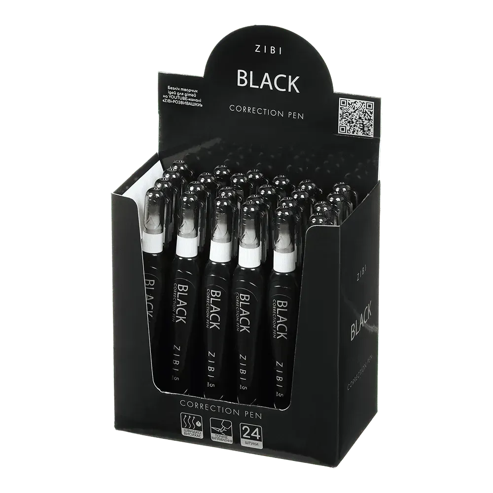 Коректор-ручка 5 мл ZiBi Black спиртова основа ZB.2903 (24 шт)