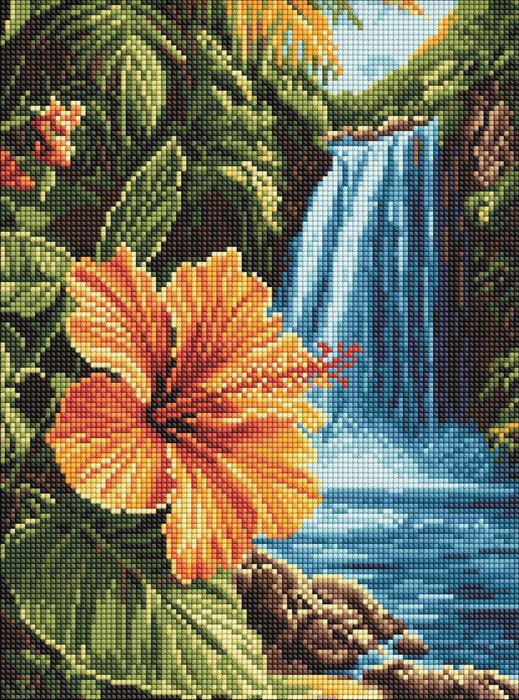 Ideyka Алмазна мозаїка "Тропічний водоспад" 30х40см