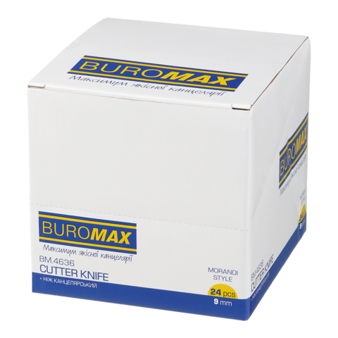 Ніж канцелярський Buromax BM.4636 MORANDI STYLE, 9мм, пласт. корпус, мех.фіксатор леза. Фото 8