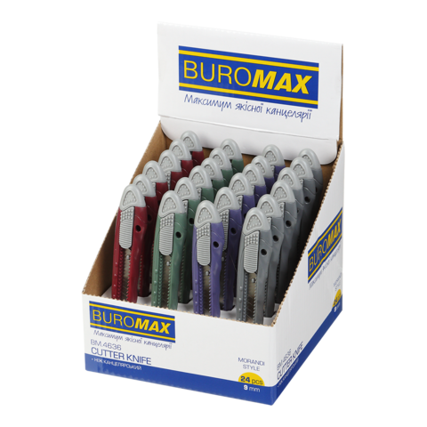 Ніж канцелярський Buromax BM.4636 MORANDI STYLE, 9мм, пласт. корпус, мех.фіксатор леза