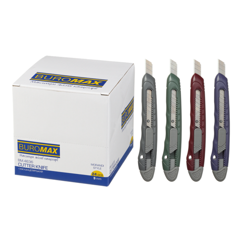 Ніж канцелярський Buromax BM.4636 MORANDI STYLE, 9мм, пласт. корпус, мех.фіксатор леза. Фото 2