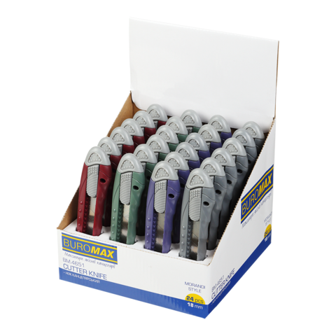 Ніж канцелярський Buromax BM.4651 MORANDI STYLE, 18мм, пласт. корпус, мех.фіксатор леза