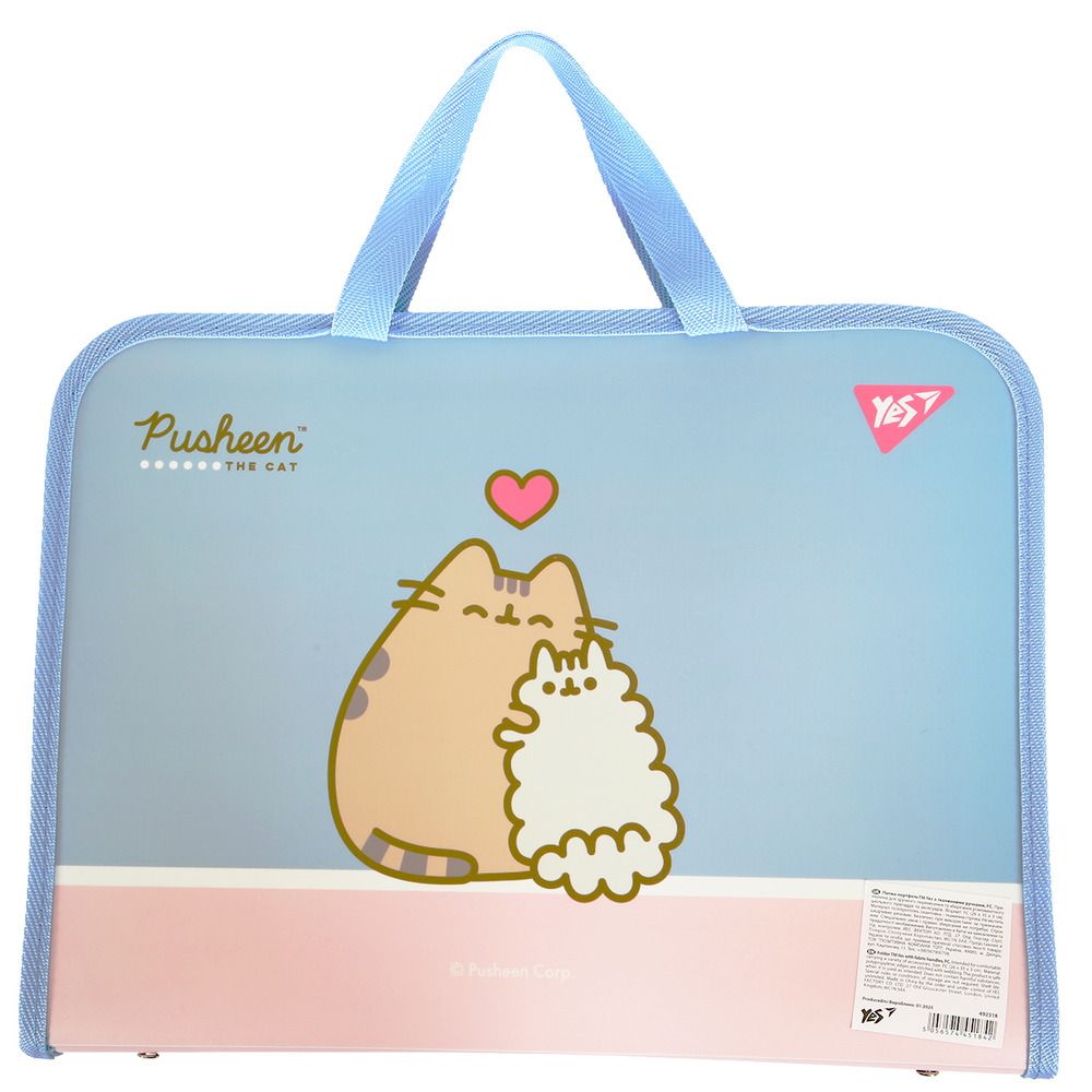 Папка-портфель Yes FC на блискавці з тканинними ручками Pusheen 492316. Фото 2