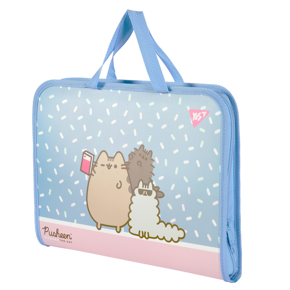Папка-портфель Yes FC на блискавці з тканинними ручками Pusheen 492316. Фото 3