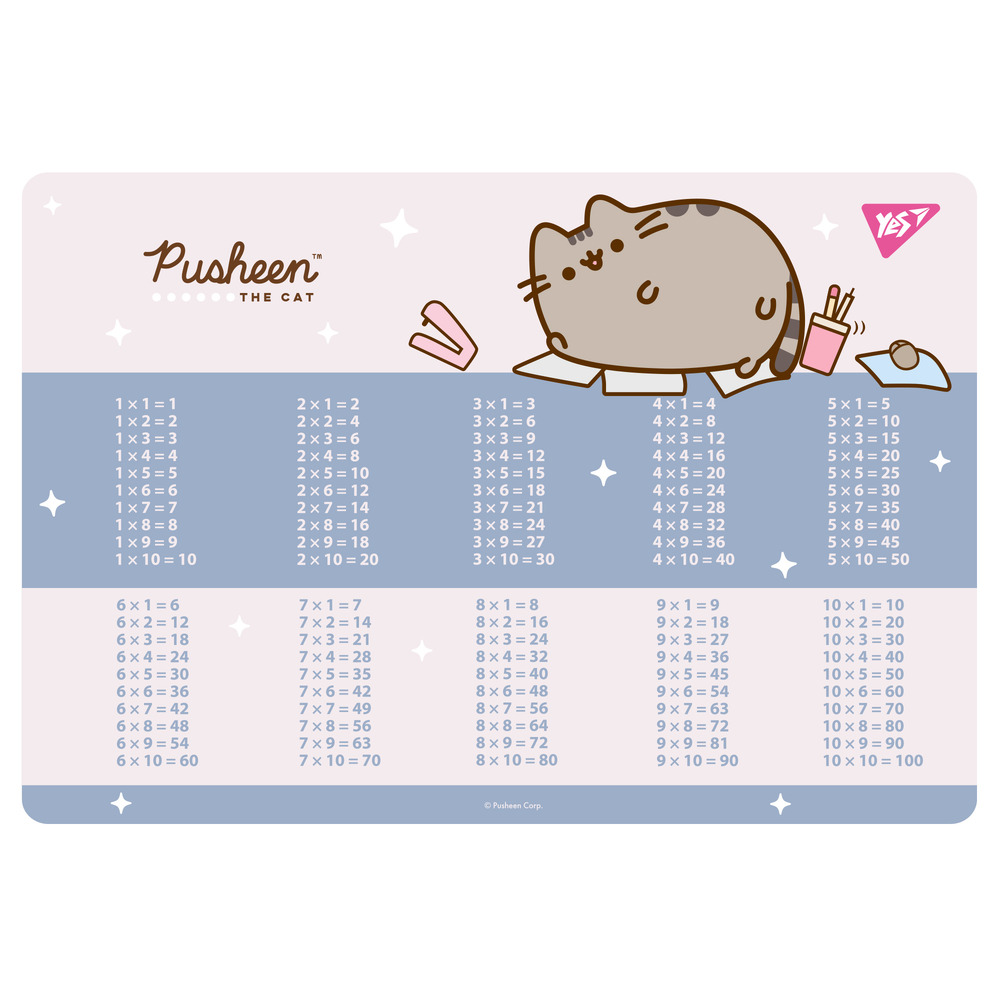 Підкладка для столу пластикова Yes Pusheen з підказками таблиця множення 42x29 см 492323