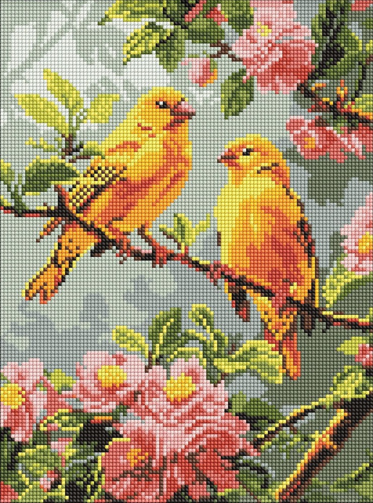 Ideyka Алмазна мозаїка "Весняні канарки" 30x40см