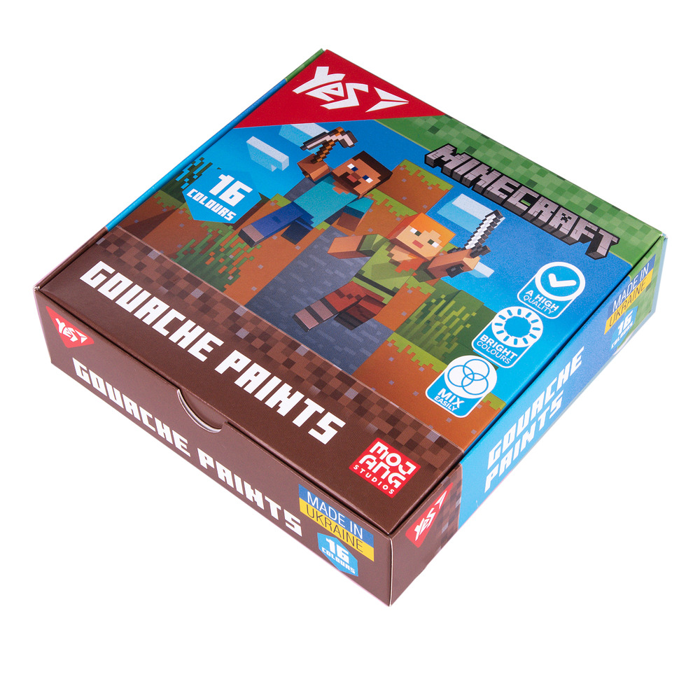 Фарби гуашеві Yes Minecraft 16 кольорів по 20 мл 230408
