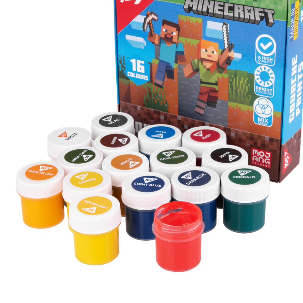 Фарби гуашеві Yes Minecraft 16 кольорів по 20 мл 230408. Фото 4