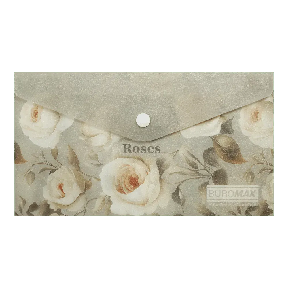 Папка-конверт на кнопці DL Buromax Arabeski Roses, матовий непрозорий пластик BM.3853-20