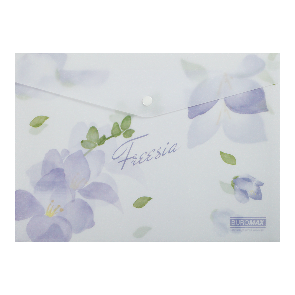 Папка-конверт на кнопці Buromax Arabeski Freesia BM.3943-26 матовий непрозорий пластик, А4, бузковий