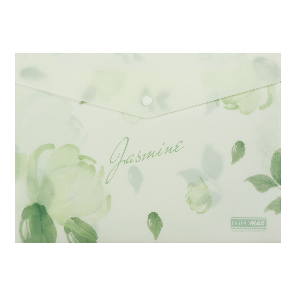 Папка-конверт на кнопці Buromax Arabeski Jasmine BM.3943-38 матовий непрозорий пластик, А4, пластик, м'ятний