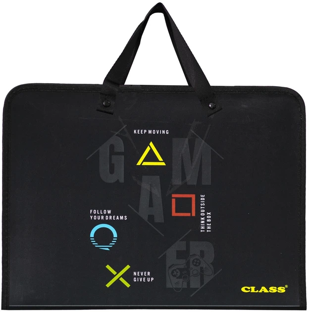 Папка-портфель на блискавці з тканинними ручками Class A4 1 відділення Gamer 5633-25C
