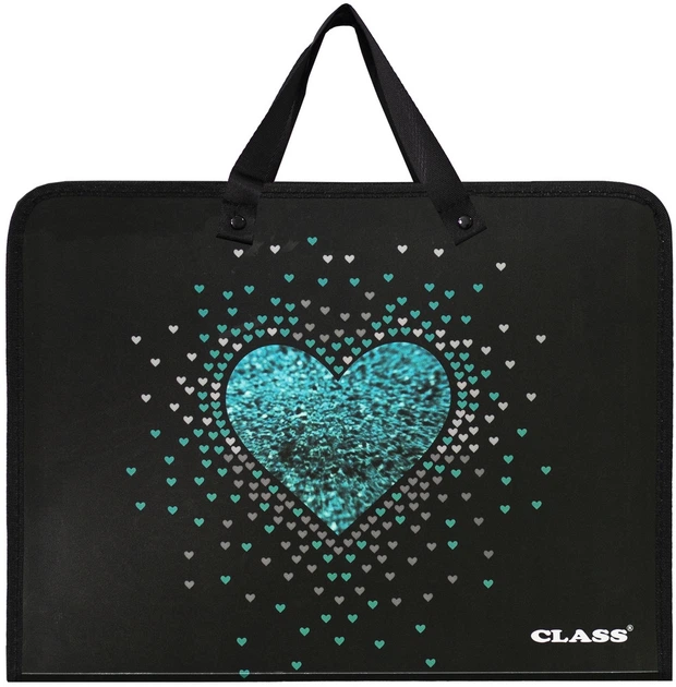 Папка-портфель на блискавці з тканинними ручками Class A4 1 відділення Heart 5635-25C