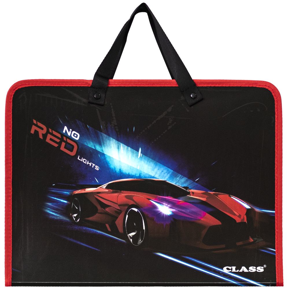 Папка-портфель на блискавці з тканинними ручками Class A4 1 відділення  Red Car 5631-25C