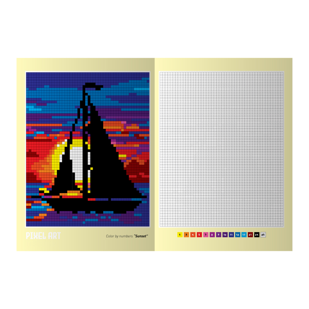 Книжка-розмальовка з наліпками "PIXEL ART" МІКС. Фото 5
