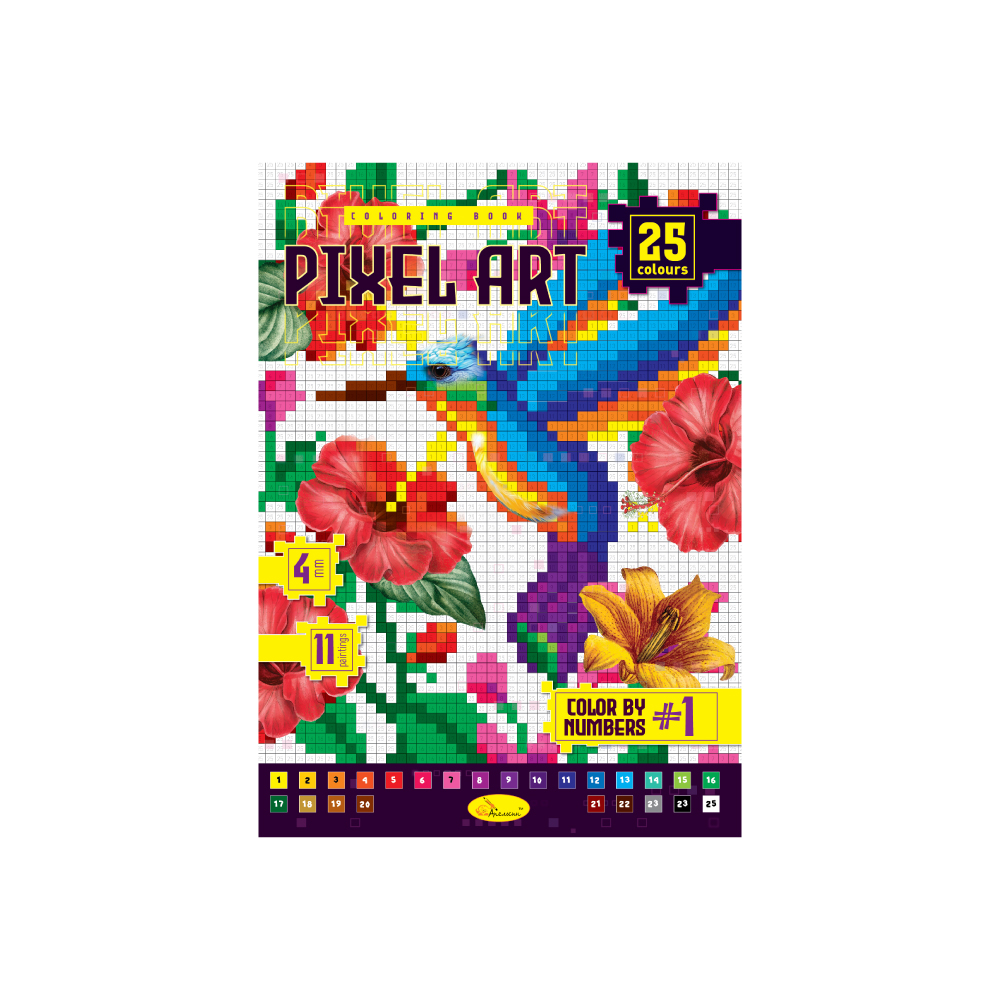Книжка-розмальовка з наліпками "PIXEL ART" МІКС. Фото 2