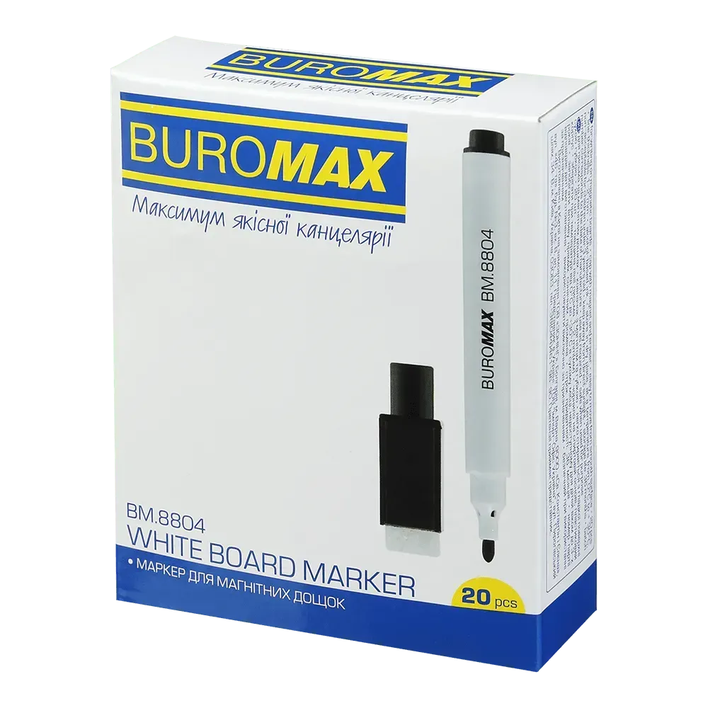 Маркер для сухостиральних дошок Buromax 1-2 мм чорний BM.8804