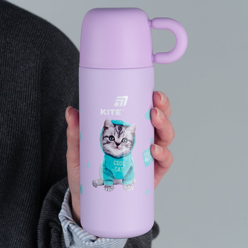 Термос Kite Studio Pets SP25-312, 480 мл, фіолетовий. Фото 6