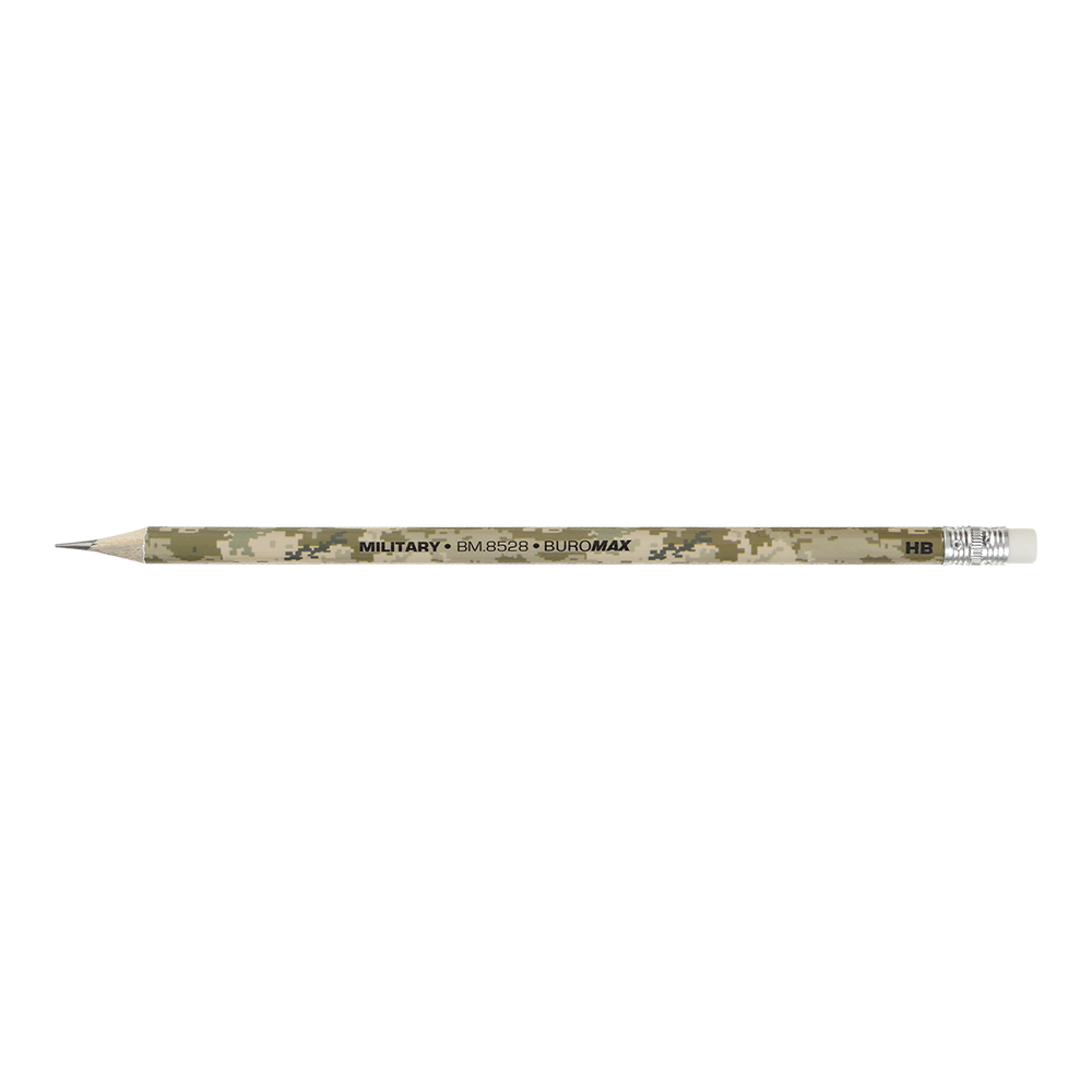 Олівець графітовий HB Buromax Military з гумкою BM.8528. Фото 3