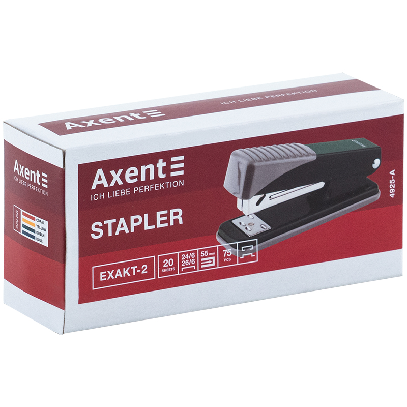 Степлер Axent 4925-29-A Exakt-2 метал.,№24/6, 25 арк.,Earth colors синій. Фото 3