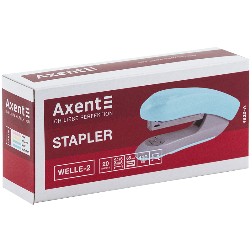 Степлер Axent 4820-09-A Welle-2 пласт., №24/6, 20 арк., Pastelini, неом'ятний. Фото 3
