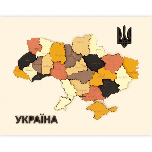Набір 3D Мапа України Rosa Talent кольори металіки ДВП/МДФ 30,5х37,5см N0003524