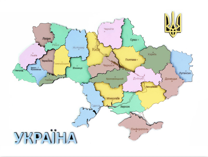 Набір 3D Мапа України Rosa Talent пастельні кольори ДВП/МДФ 24,5х18,5см N0003521