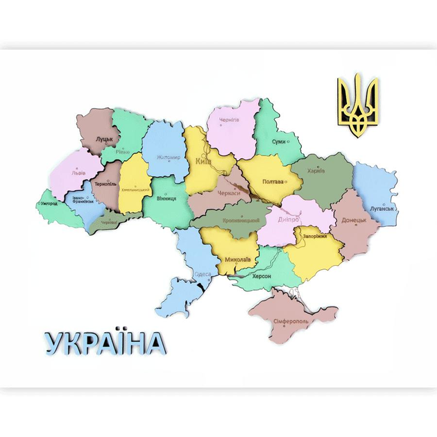 Набір 3D Мапа України Rosa Talent пастельні кольори ДВП/МДФ 30,5х37,5см N0003523. Фото 2