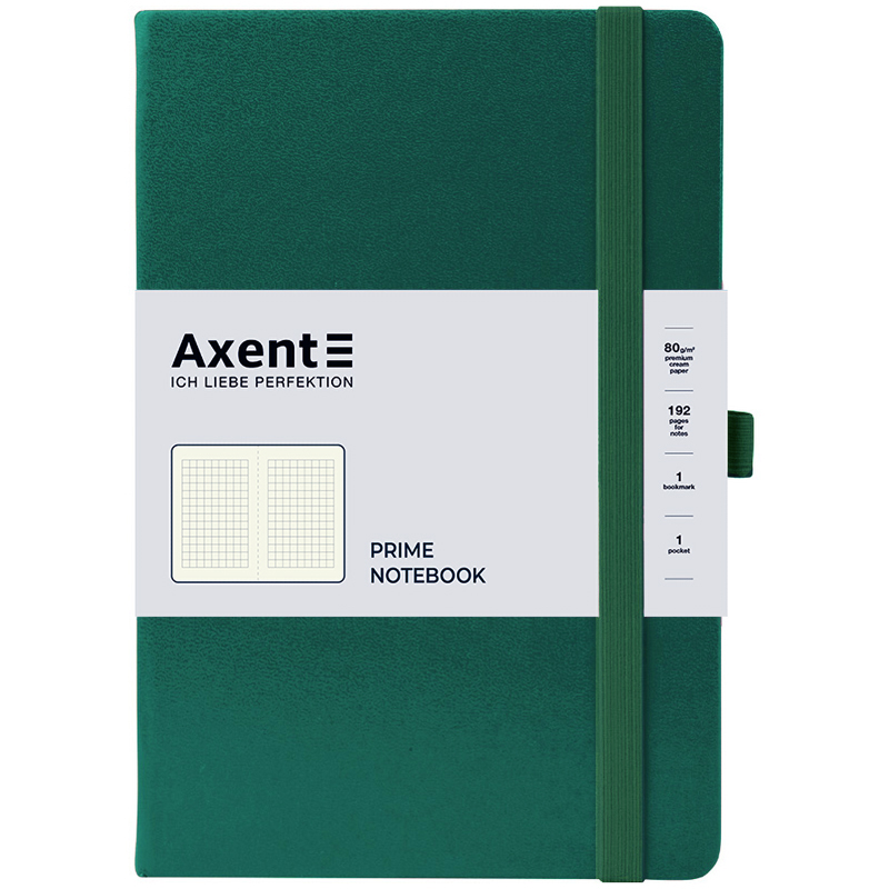 Книга записна Axent Partner Prime 8305-61-A, A5, 145x210 мм, 96 аркушів, клітинка, зелений ліс