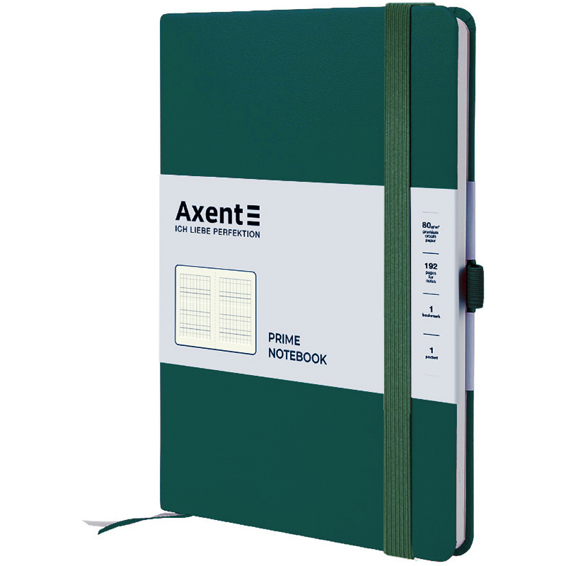 Книга записна Axent Partner Prime 8305-61-A, A5, 145x210 мм, 96 аркушів, клітинка, зелений ліс. Фото 2