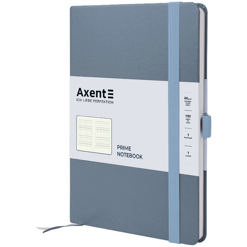 Книга записна Axent Partner Prime 8305-62-A, A5, 145x210 мм, 96 аркушів, клітинка, сіра. Фото 2