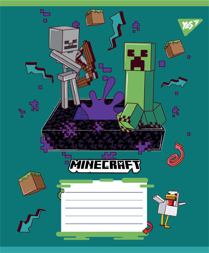Зошит шкільний Yes Minecraft Heroes 12 аркушів клітинка 767576. Фото 2