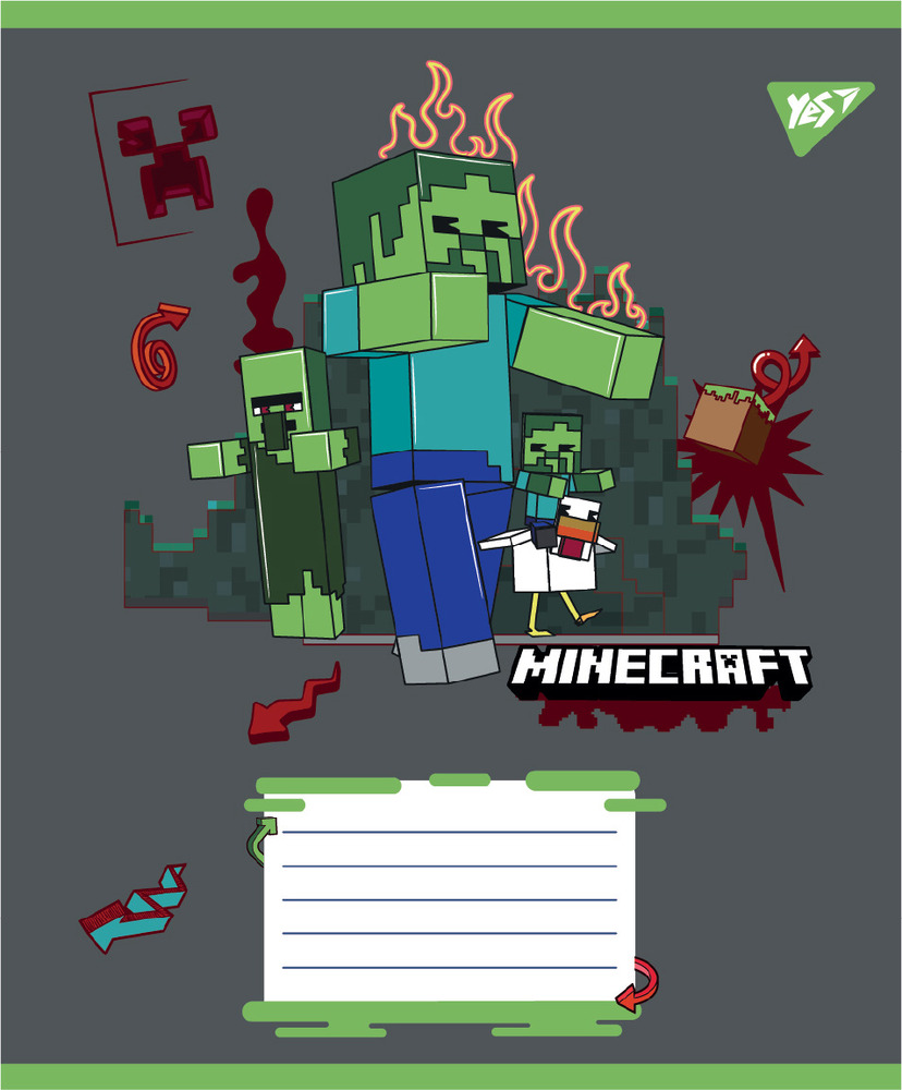 Зошит шкільний Yes Minecraft Heroes 12 аркушів клітинка 767576. Фото 4