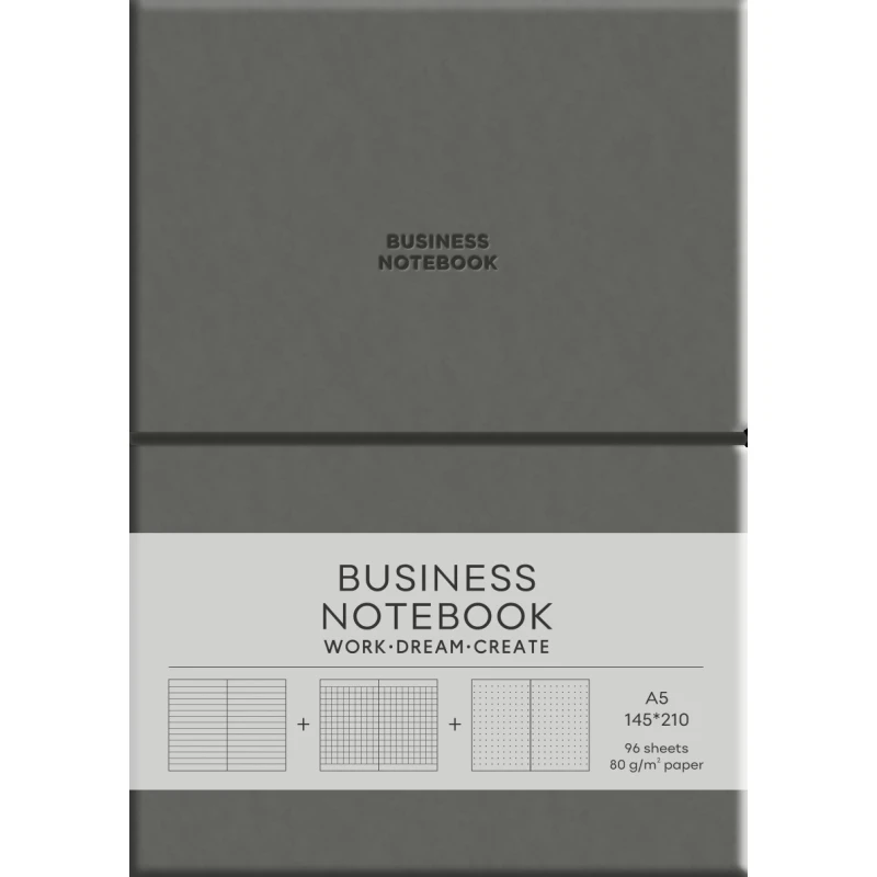 Зошит Школярик Business А5 96 аркушів, клітинка, інтегральна обкладинка, кремовий блок, 80 г/м² Dark Gray A5-7137
