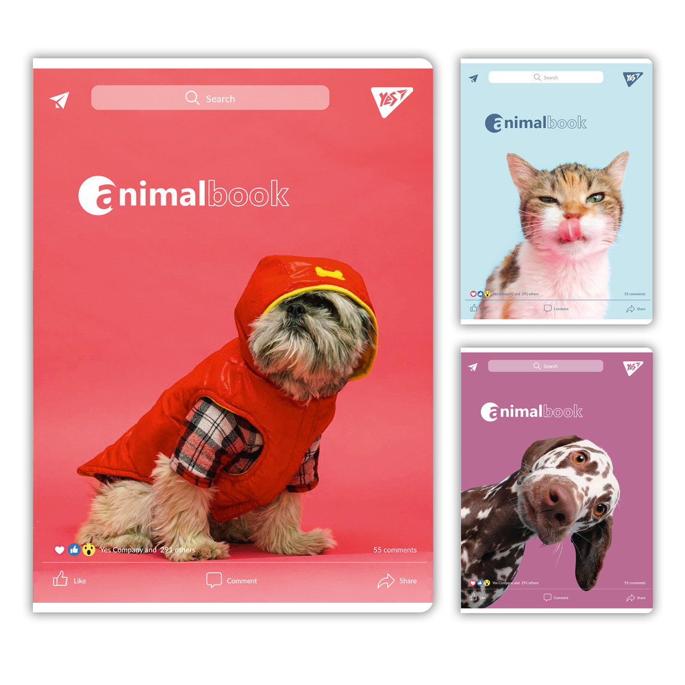 Зошит для записів Yes А4 Animalbook 48 аркушів клітинка 682002