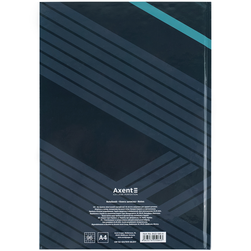 Книга записна Axent Lines А4, 96 аркушів, клітинка, сіра 8422-580-A. Фото 5