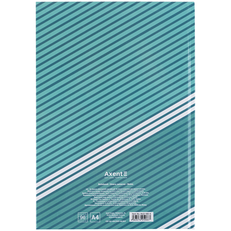 Книга записна Axent Lines А4, 96 аркушів, клітинка, зелена 8422-582-A. Фото 5