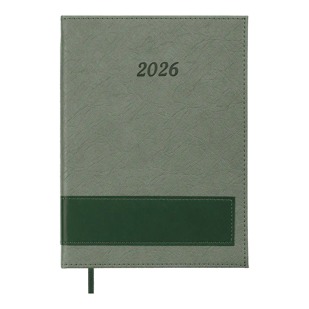 Щоденник датований 2026 Buromax Prestige зі штучної шкіри А5 336 сторінок зелений BM.21147-04