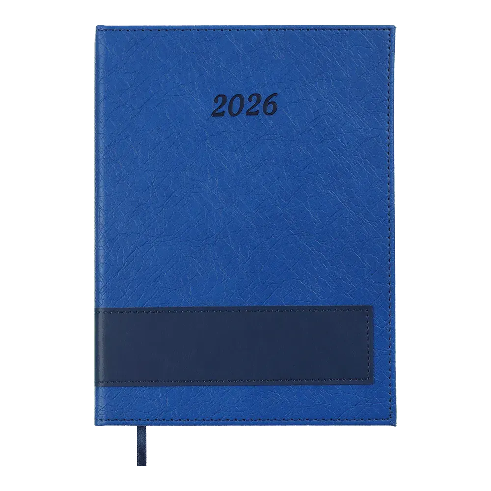 Щоденник датований 2026 Buromax Prestige зі штучної шкіри А5 336 сторінок синій BM.21147-02