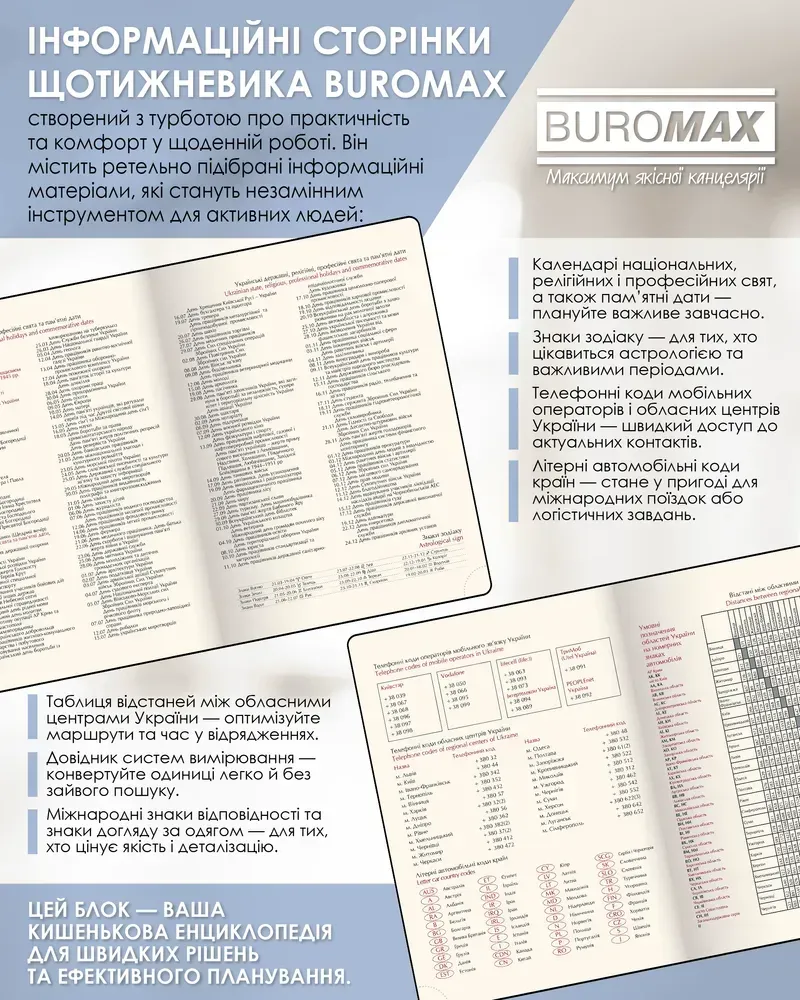 Щотижневик датований 2026 Buromax Salerno А4 зі штучної шкіри 136 сторінок синій BM.2781-02. Фото 9
