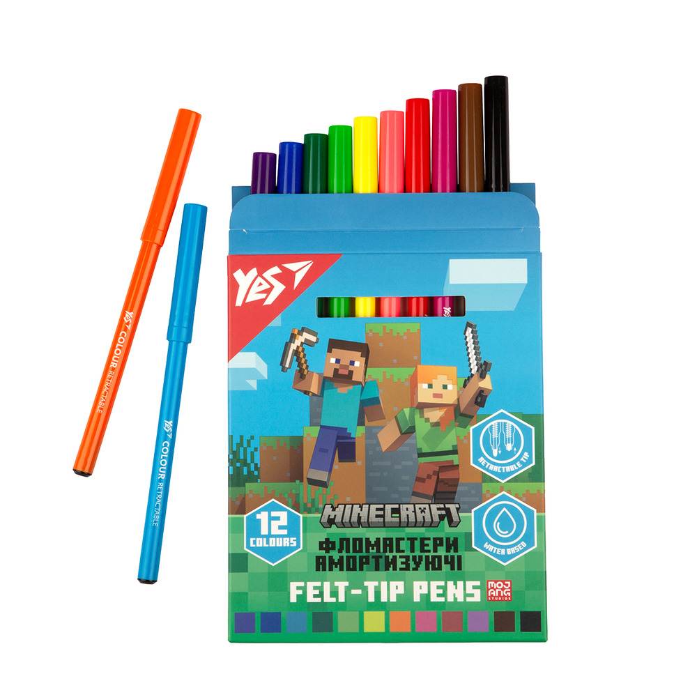 Фломастери Yes Minecraft 12 кольорів амортизуючі 650582. Фото 3
