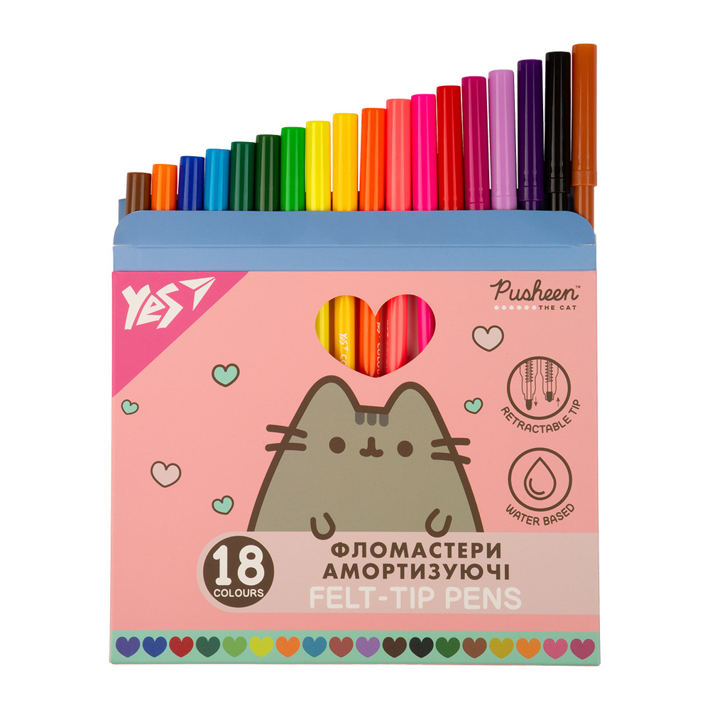 Фломастери Yes Pusheen 18 кольорів амортизуючі 650583. Фото 2