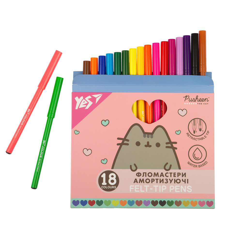 Фломастери Yes Pusheen 18 кольорів амортизуючі 650583. Фото 3