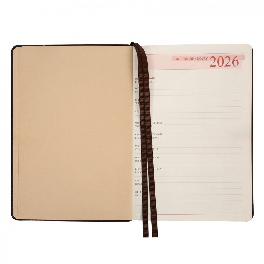 Щоденник датований 2026 Leo Planner ф. А5 Aldento інтегральний, темно-коричневий, 368 сторінок 252673. Фото 4
