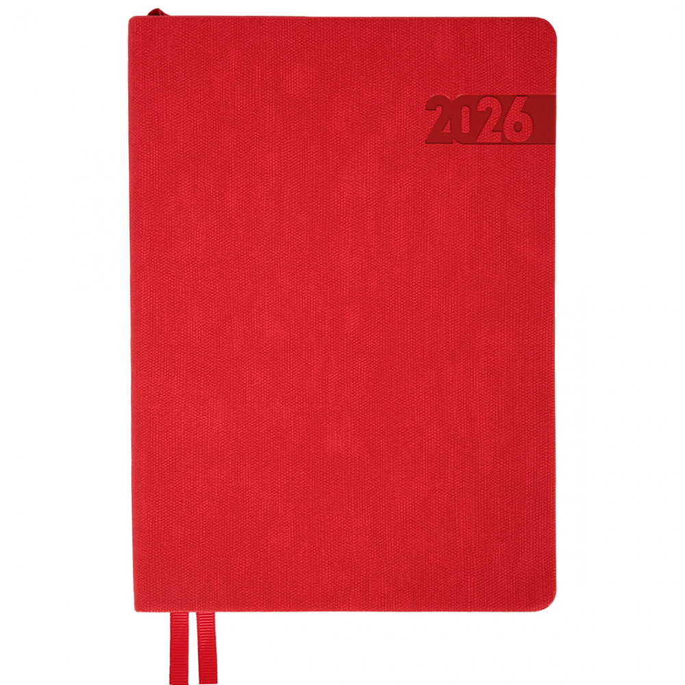 Щоденник датований 2026 Leo Planner ф. А5 "Boss", м'який, червоний, 368 сторінок