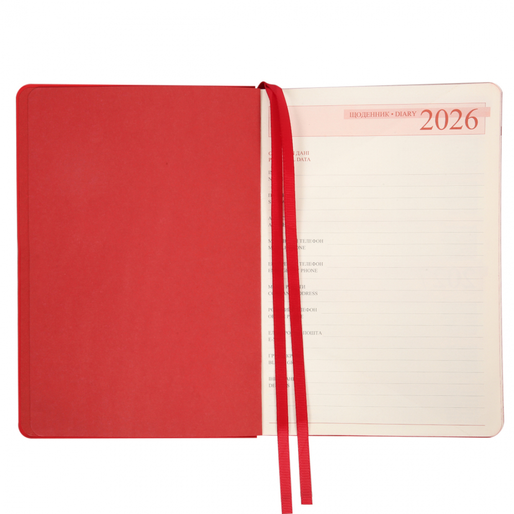Щоденник датований 2026 Leo Planner ф. А5 "Boss", м'який, червоний, 368 сторінок. Фото 4