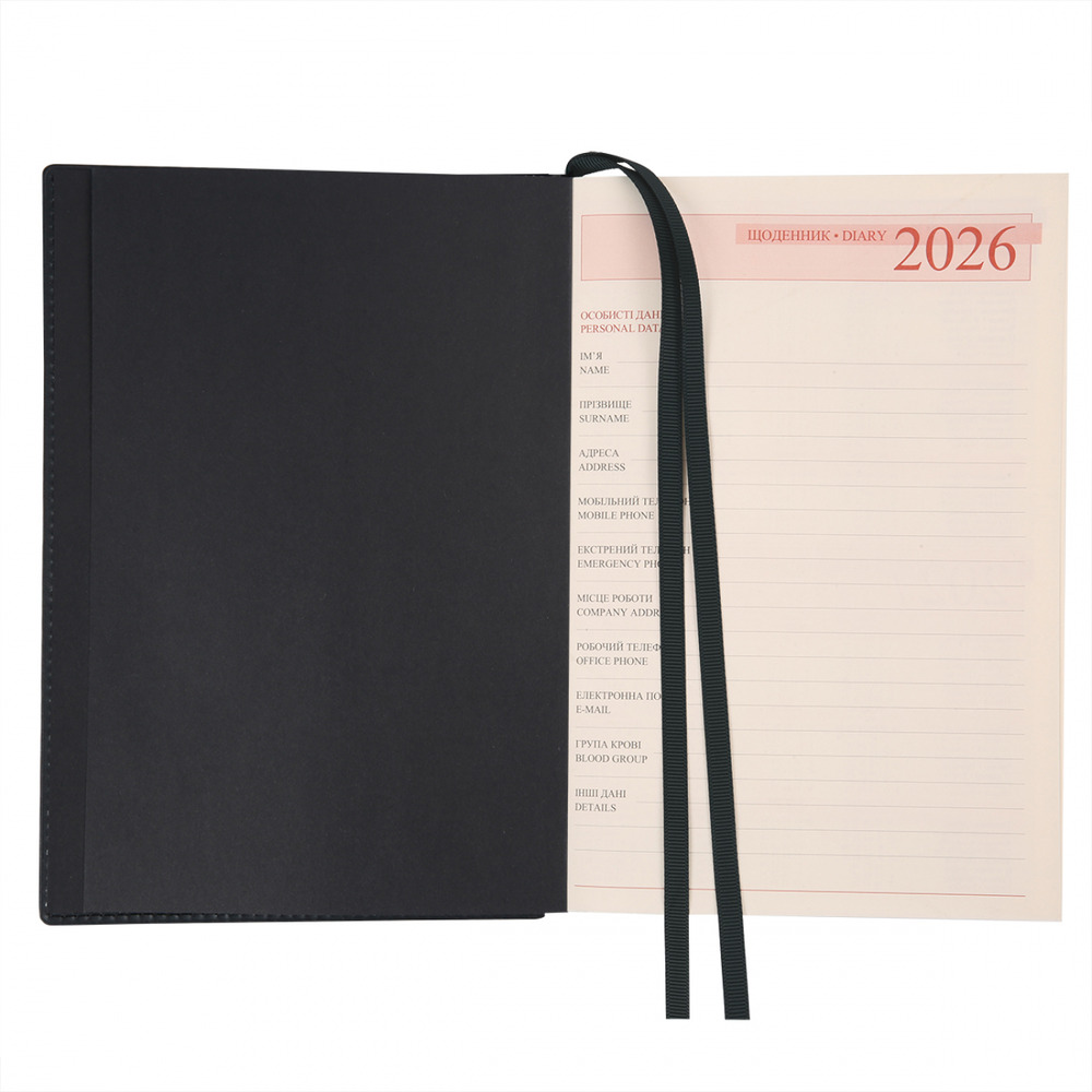 Щоденник датований 2026 Leo Planner ф. А5 "Credo", інтегральний, чорний, 368 сторінок. Фото 6
