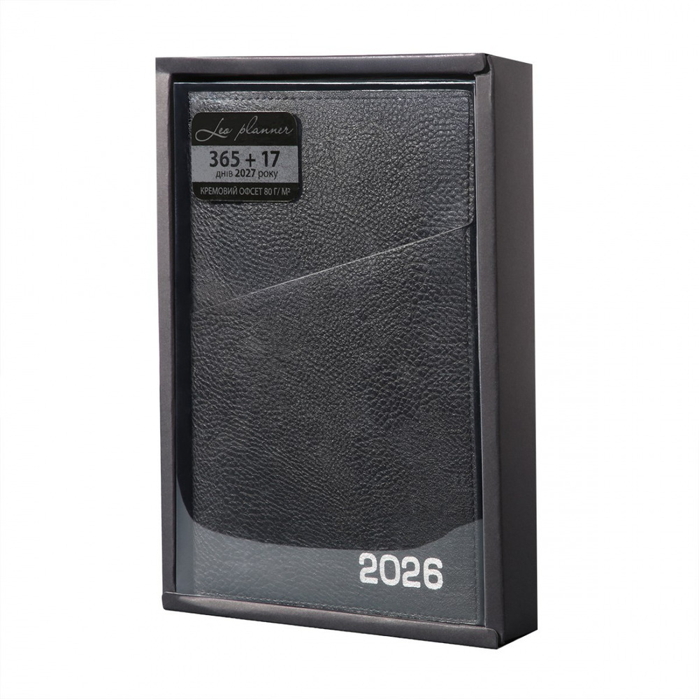 Щоденник датований 2026 Leo Planner ф. А5 "Credo", інтегральний, чорний, 368 сторінок. Фото 3